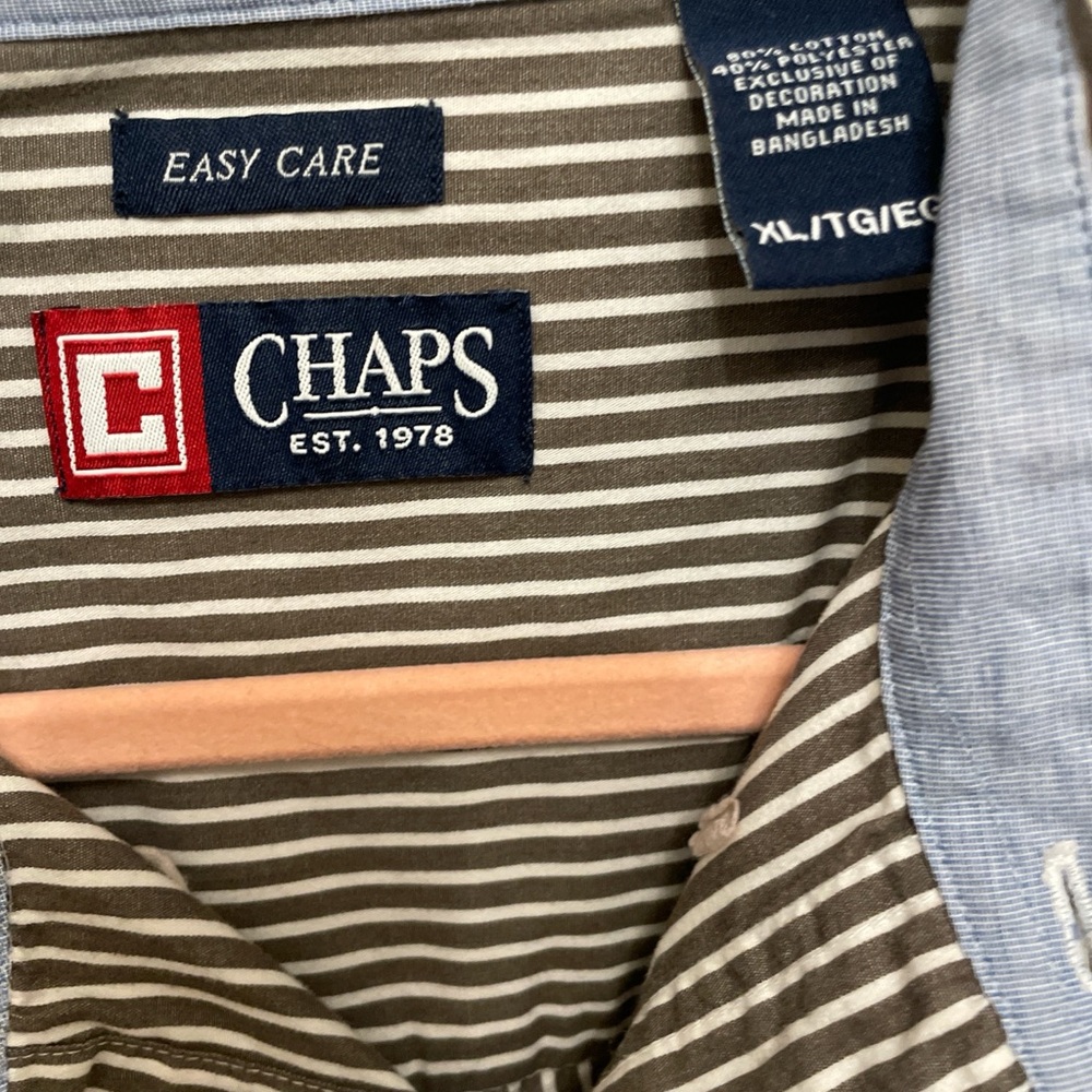 Chaps Brown and White Striped shirt